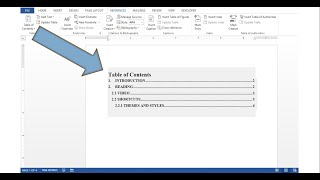 How to create table of contents in word