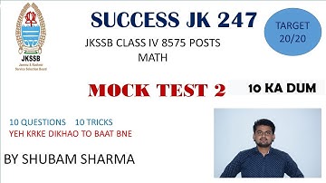 MOCK TEST 2 FOR JKSSB CLASS IV  SSC CHSL CGL ARMY BSF CISF JKP
