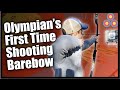 My First Arrows with a Barebow | Olympic Archery Recurve Shooter's First Time Shooting a Barebow