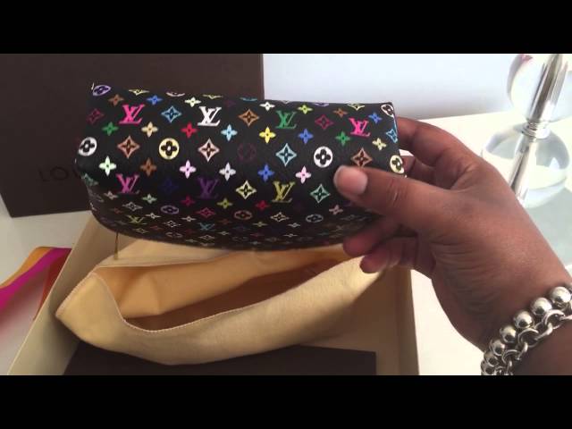 LOUIS VUITTON Monogram Multicolor Cosmetic Pouch White Litchi 1301031