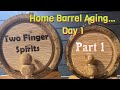 Barrel Aging Whiskey in an Oak Barrel.