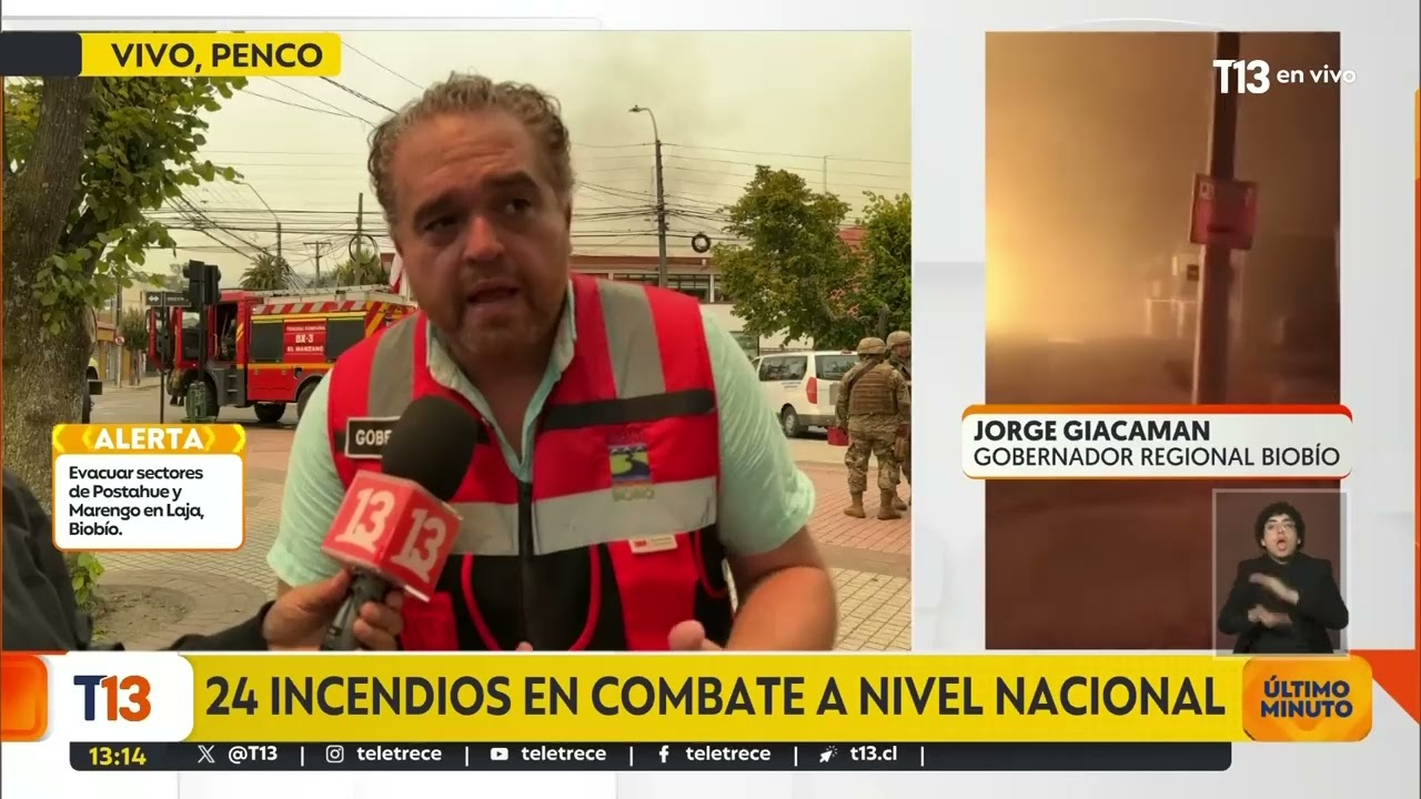 Entrevista a gobernador del Biobío Sergio Giacaman por incendios forestales