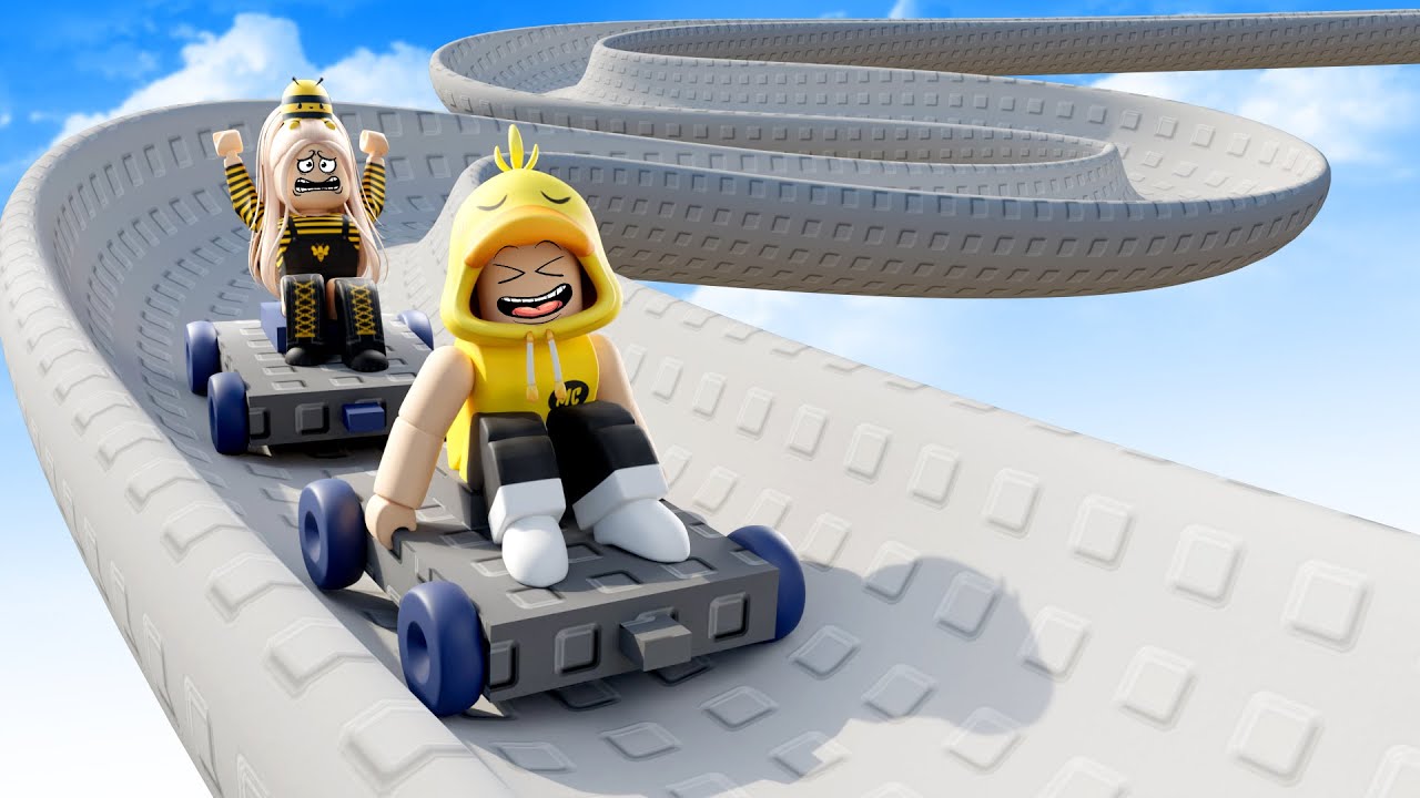 SERU BANGET!! Main Seluncuran TERTINGGI di DUNIA Roblox!!! - Roblox Ride A Cart Down A Slide