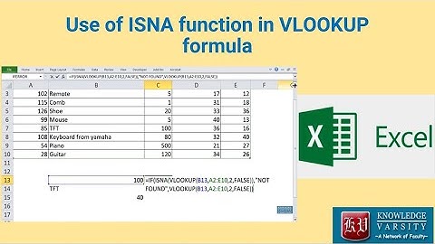 Use of ISNA function in VLOOKUP formula in excel