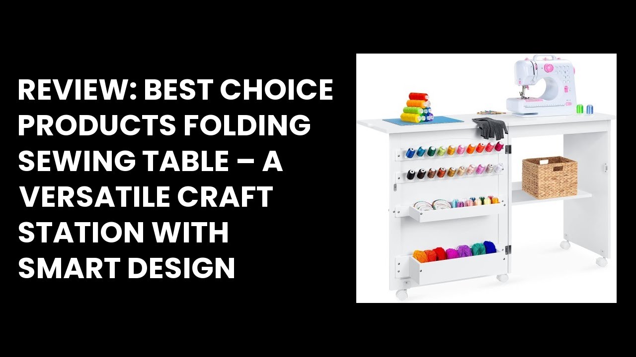 Best Choice Products Folding Sewing Table Multipurpose Craft Station Side Desk w/ Wheels, Shelves, Bins, Pegs - White