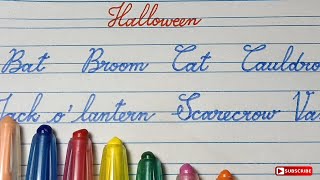How To Write Halloween Words in Cursive Writing Practice | Cursive Writing A to Z for Beginners