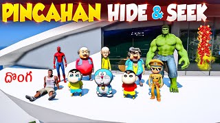 Pinchan Playing Hide And Seek With Shinchan Doraemon Avengers & Little Singham ⛄Shinchan Camping