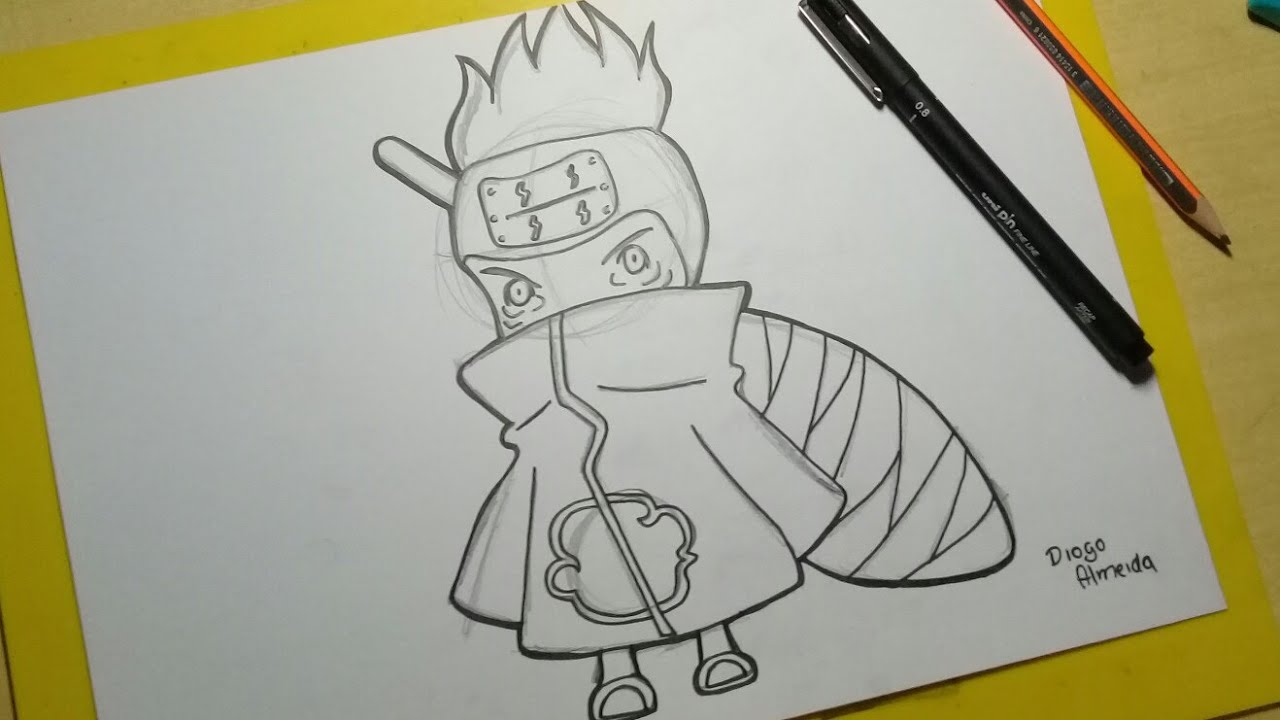 TUTORIAL COMO DESENHAR o NARUTO CHIBI passo a passo 