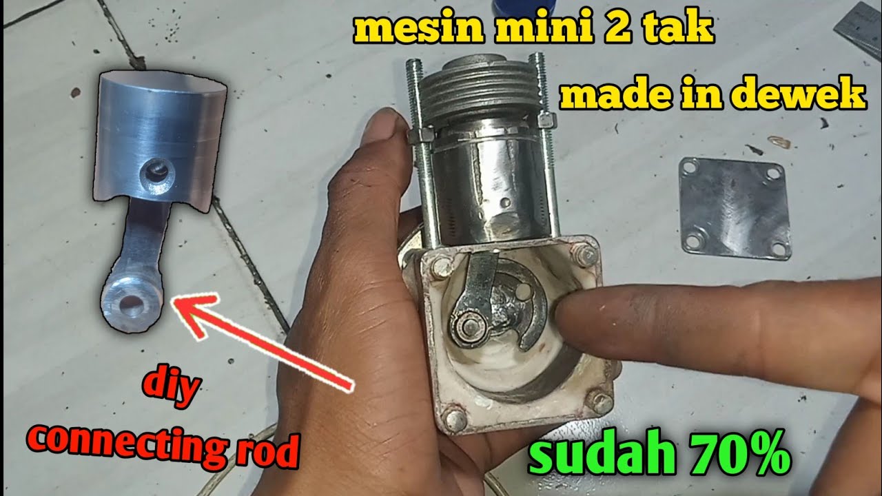 mesin mini 2 tak made in dewek sudah 70% bro❗diy connecting rod / stang seher