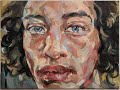 Acrylic portrait of young boy on large canvas board 120 x 90 cm ;Contemporary art
