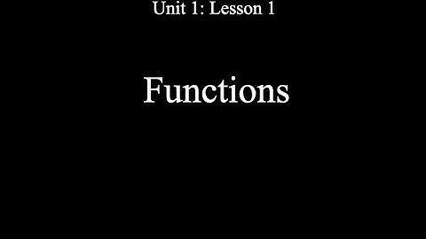 Precalc Lesson 1-1: Functions