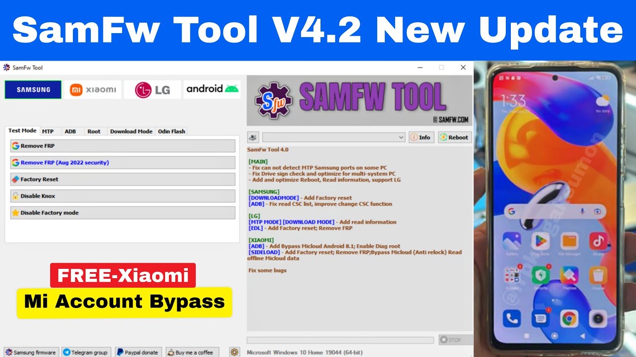 SamFw Tool Frp Unlock Tool 2023, Added Qualcomm Oppo/Xiaomi FRP