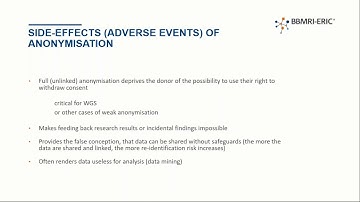 ELSI Dialogues - Anonymisation and Pseudonymisation: Side Effects of Anonymisation
