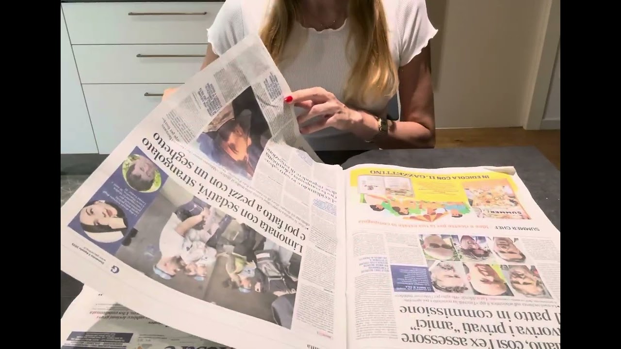 ASMR Newspaper page turning with finger licking 