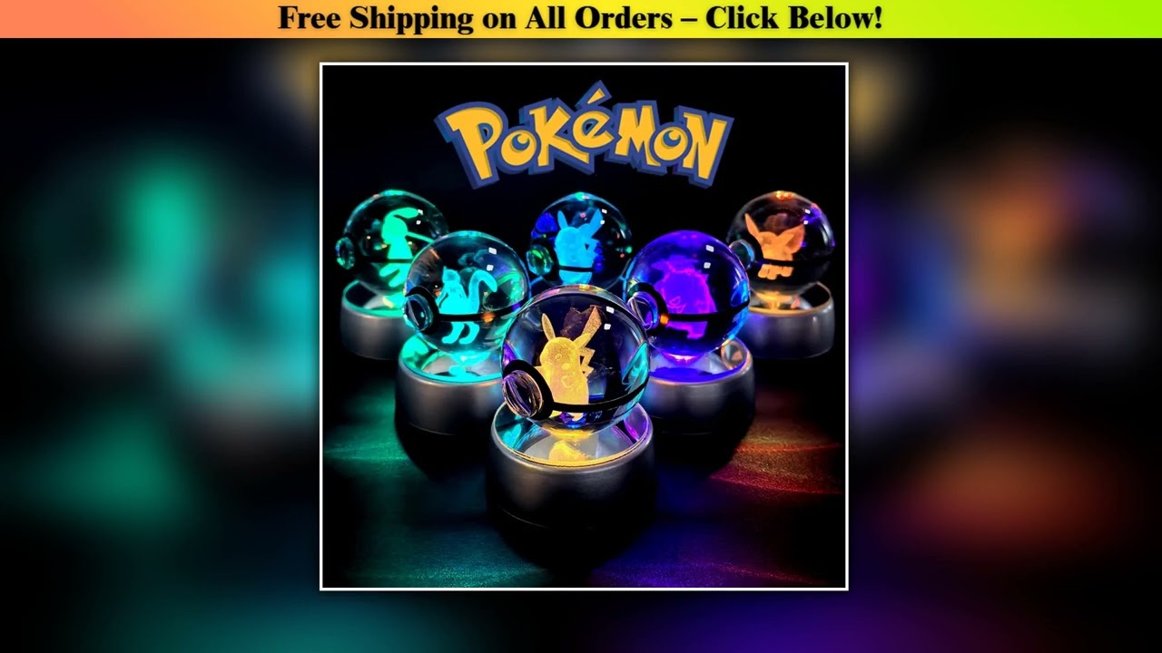Pokemon Crystal Ball 3D Pikachu Mewtwo Mew Gengar Night Light Lamp Base Pokeball Crystal Pokemon Gl