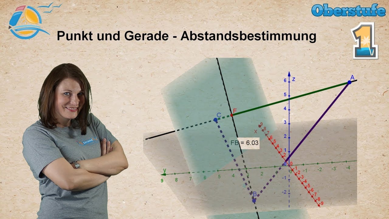 Punkt und Gerade Abstandsbestimmung Gymnasium Geraden und Ebenen StrandMathe Übung 1 Punkt und Gerade Abstandsbestimmung Gymnasium Geraden und Ebenen StrandMathe Übung 1