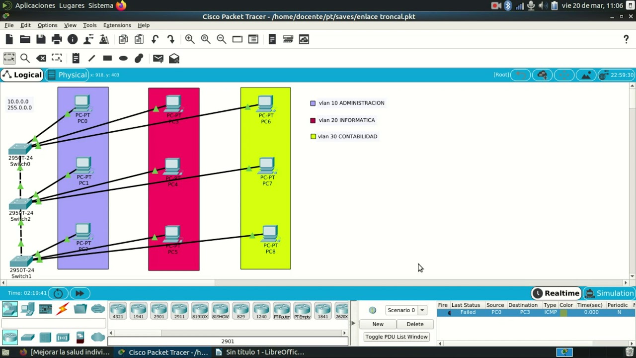 Configuración de Vlans y Enlace Troncal YouTube