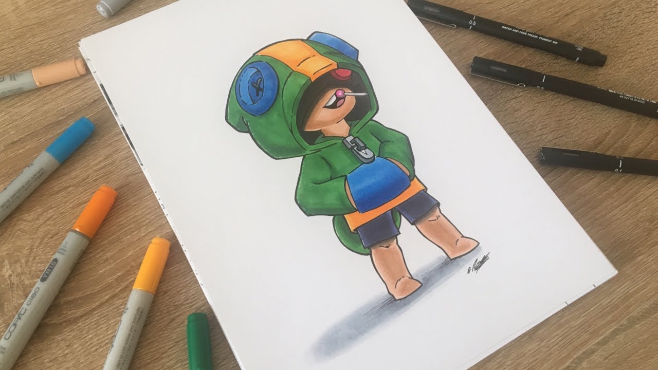 Let S Draw Leon Brawl Stars Speed Drawing Youtube - brawl stars how to draw leon