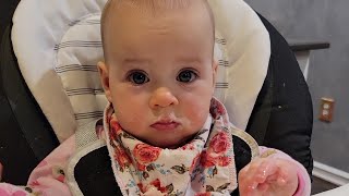 Twins try yogurt with strawberries and banana