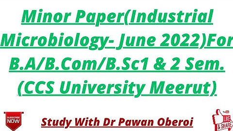 Minor Paper(Industrial Microbiology- June 2022)For B.A/B.Com/B.Sc1 & 2 Sem.(CCS University Meerut)