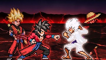 Xeno Goku OP(All Form) VS Wano Luffy V2 OP(All Form) in Jump Force #mugen #dbs VS #onepiece