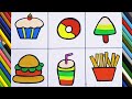 How to draw food&amp; juice items|| burger french fries ice creams #drawing for beginners