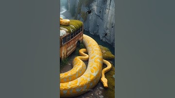 Rare discovery of python circling a bus in the Amazon forest #ai #python #jungle #rare