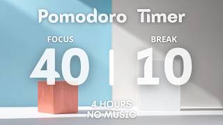 Full 4-Hour 40/10 Pomodoro Timer | Minimal Interior Aesthetic | No Music | Gentle Bell Sound News