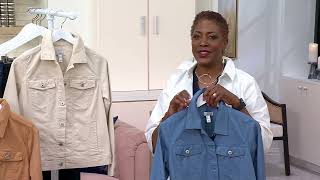 Denim &amp; Co. EasyWear Twill Classic ButtonFront Jacket on QVC