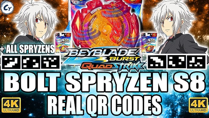 BOLT SPRYZEN S8 + ALL 13 UPDATE QR CODES #beyblade #beybladeburstapp #, beyblade  burst app scan