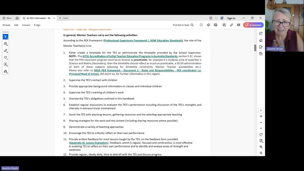 Mentor Teaching Info Guide