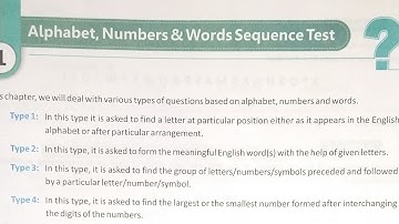 Alphabet, Numbers & words sequence test, Chapter 1 of class 6 Reasoning, Monopoly Publication part 1