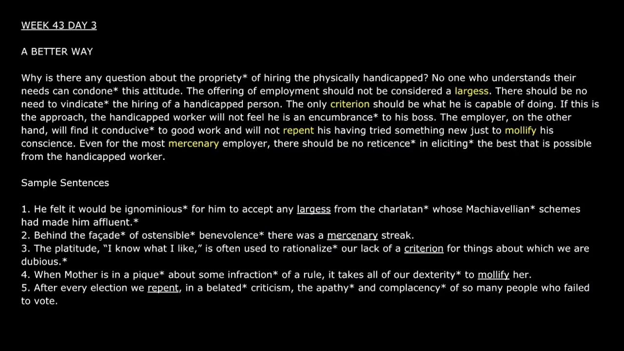 [Audiobook] Barron's 1100 Words You Need to Know / WEEK 43 (Female voice)