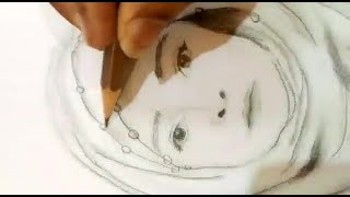 Girl Face Sketch Women With Hijab Rose Art And Craft
