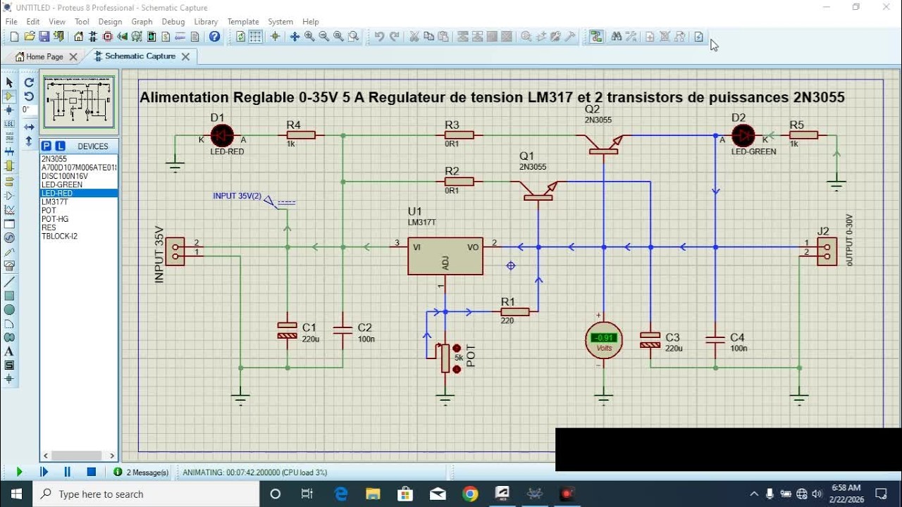 Alimentation réglable avec régulateur de tension LM317