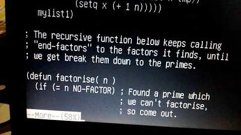 LISP Program to break number down into Prime Factors.