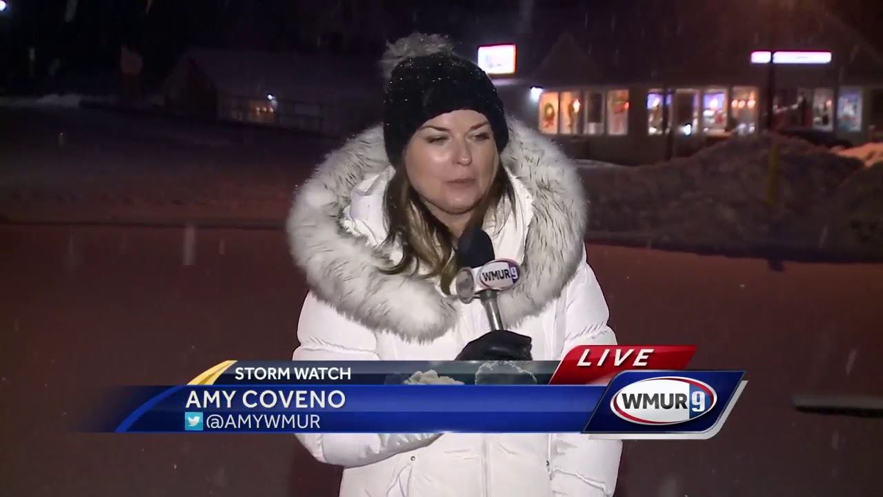 Snow causing slick roadways across NH - YouTube