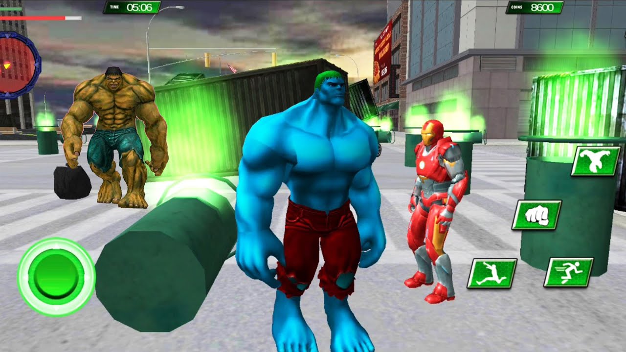 Incredible Monster Hero Vs Spider Vs Yellow Hulk Vs Captain Hero Vs Batman City Battle - GamePlay HD