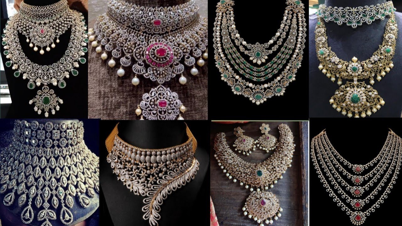 Latest and new diamond necklace for bridal . YouTube