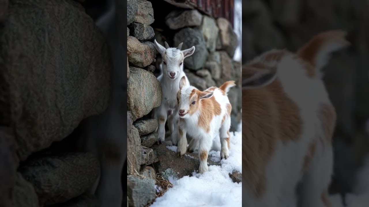 “Winter Baby Animals Getting Snacks – Cute Feeding Moments in Snow!