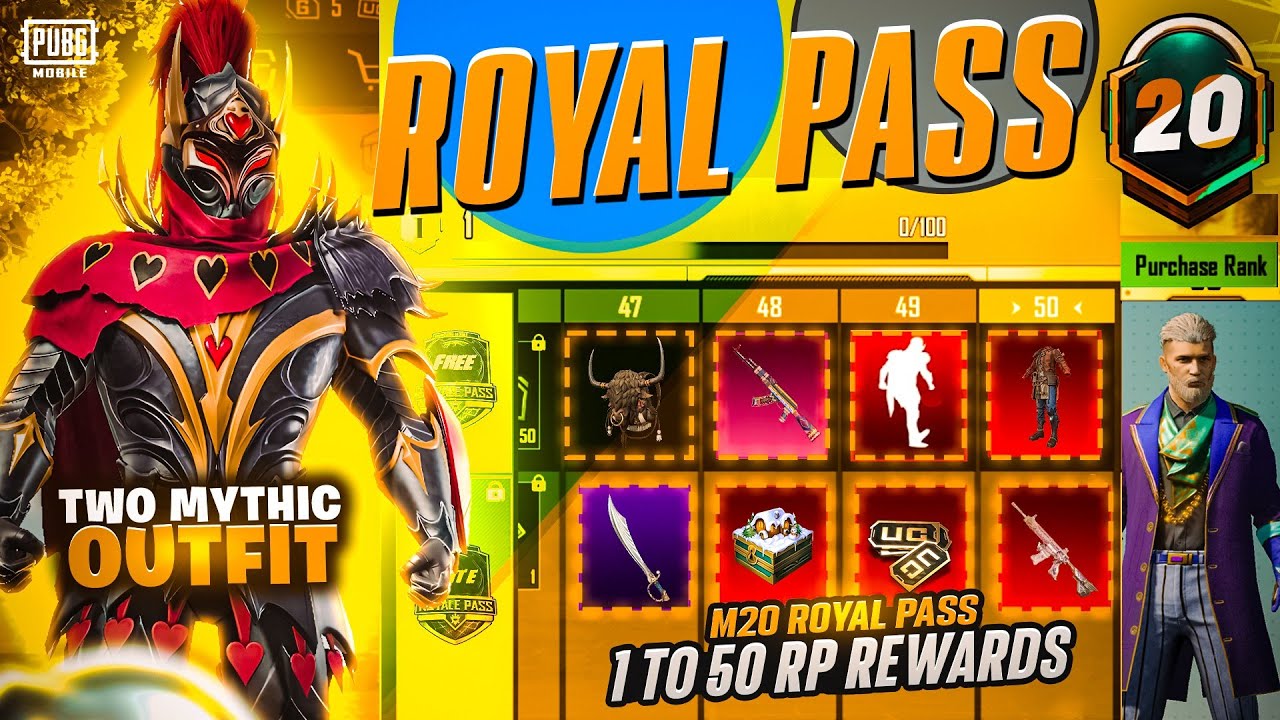M20 Royal Pass Leaks | 1 To 50 Rp 2 Mythics | Month 20 Royal Pass Rewards | PUBGM
