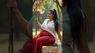 Lost in Thought on a Wooden Swing | Crimson Elegance & Soft Sunlight | #TemptHer #shorts