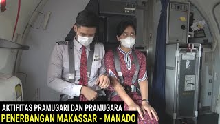 Intip Aktifitas Pramugara dan Pramugari Cantik Lion Air Dalam Pesawat Rute Makassar - Manado