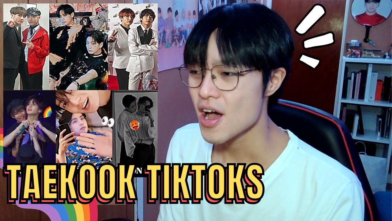 a gay reacts to BTS TAEKOOK TIKTOKS