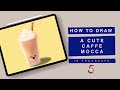 Procreate how to draw a cute cafe mocca  ipad illustration tutorial  free brush