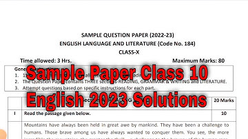 Sample Paper Class 10 2023 English Solutions