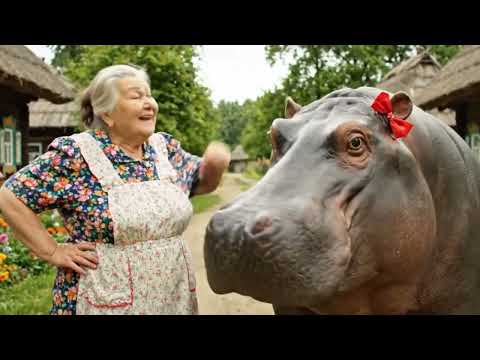Бабушка и бегемот Булька Барабулька #бабушка #бабка #бегемот #булька #барабулька #нейросеть #veo3