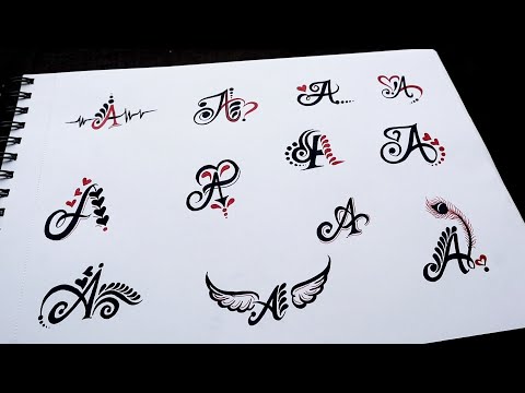 E1. How to make different types of A letter tattoo designs