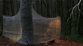 SOLO CAMPING IN HEAVY RAIN AND THUNDERSTORMS - RELAXING CAMPING IN RAIN
