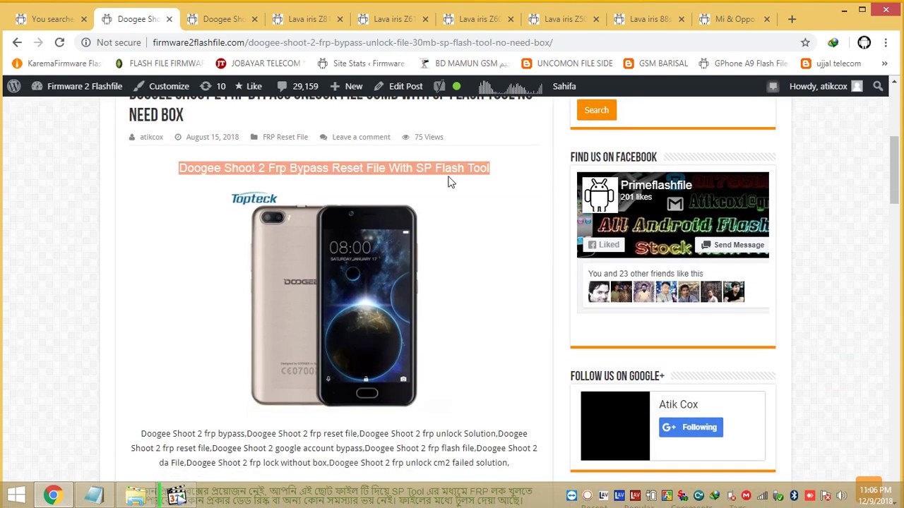 Doogee Shoot 2 FRP Bypass File 40MB Only Via Sp Flash Tool Easy Safe Solution
